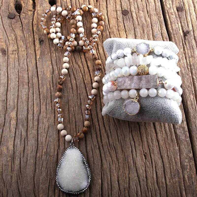 1TREE1LIFE™ Earth's Druzy Crystal Necklace & Bracelet Set